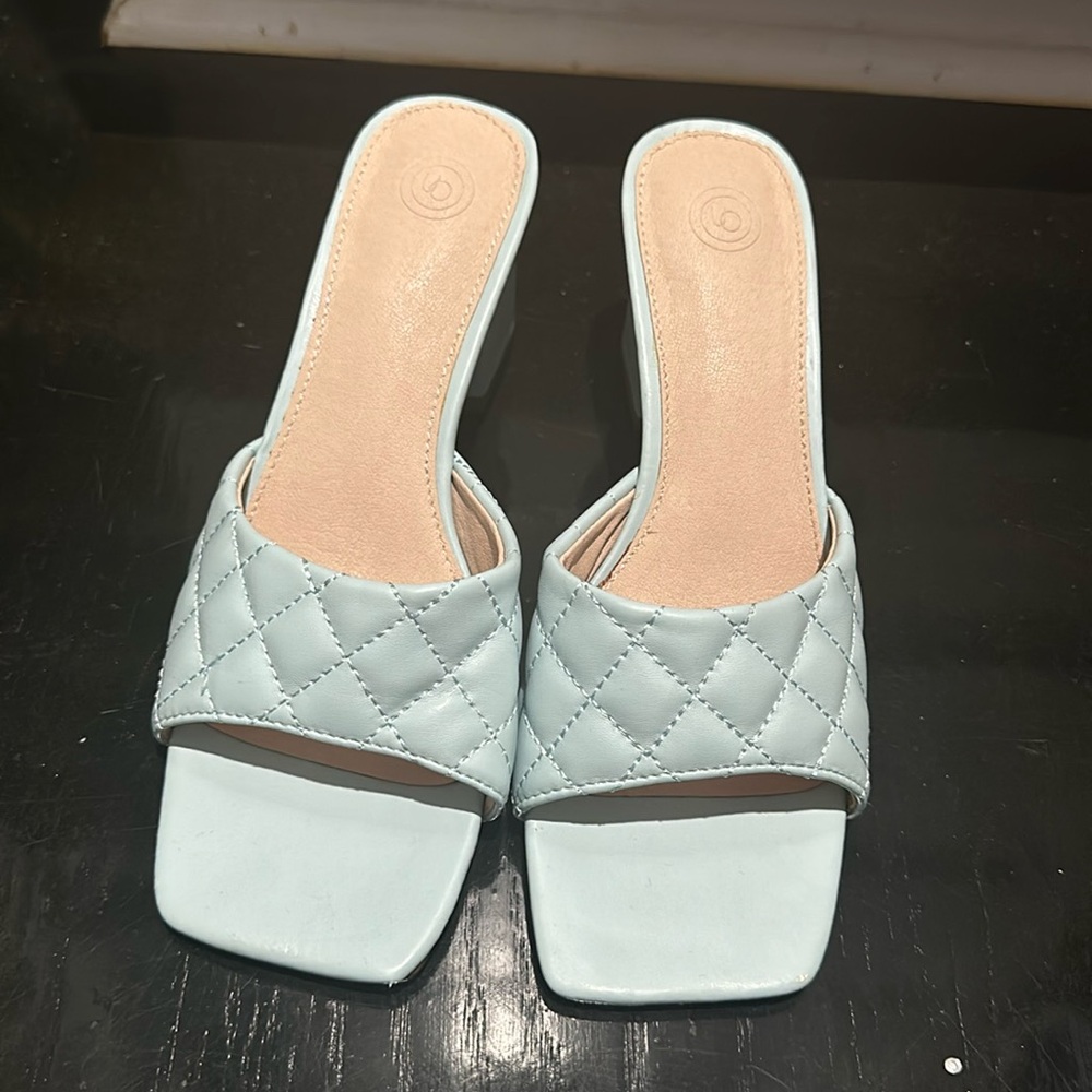 UO Callie Quilted Heeled Mule Sandal